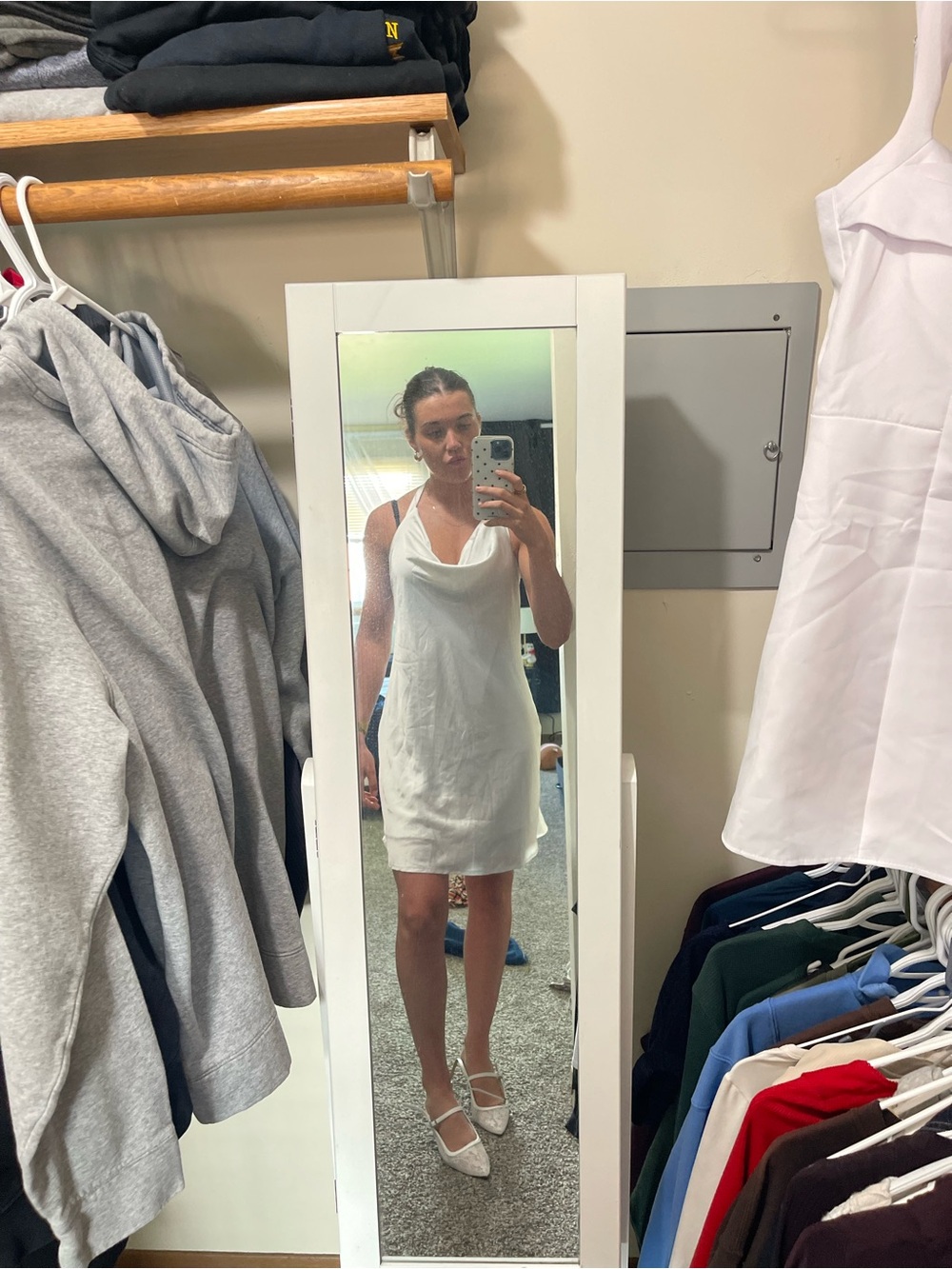 SHEIN White Cowl Neck Slip Dress